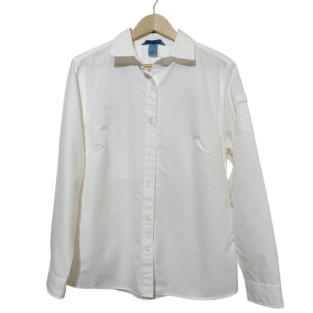Duluth Trading Co White Ripstop Performance Button Up Shirt Women's Large L Tech - Picture 2 of 8